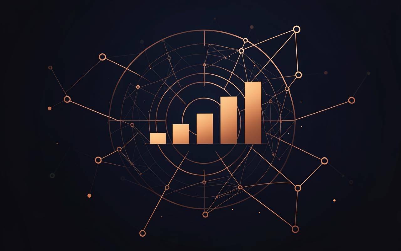 Abstract ranked charts and a targeting reticle representing prioritized engagement channels
